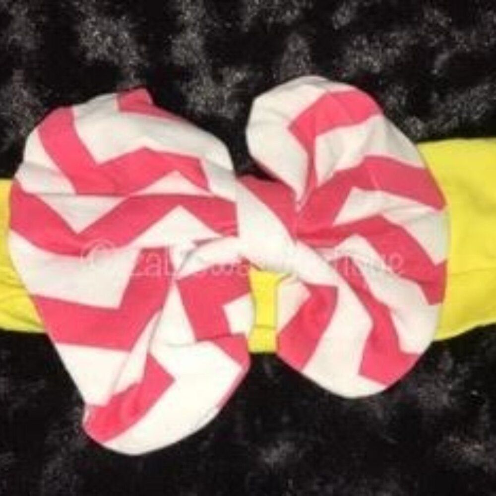Pink Lemonade Cotton Big Bow Headband  HB127  Handmade NWT Boutique